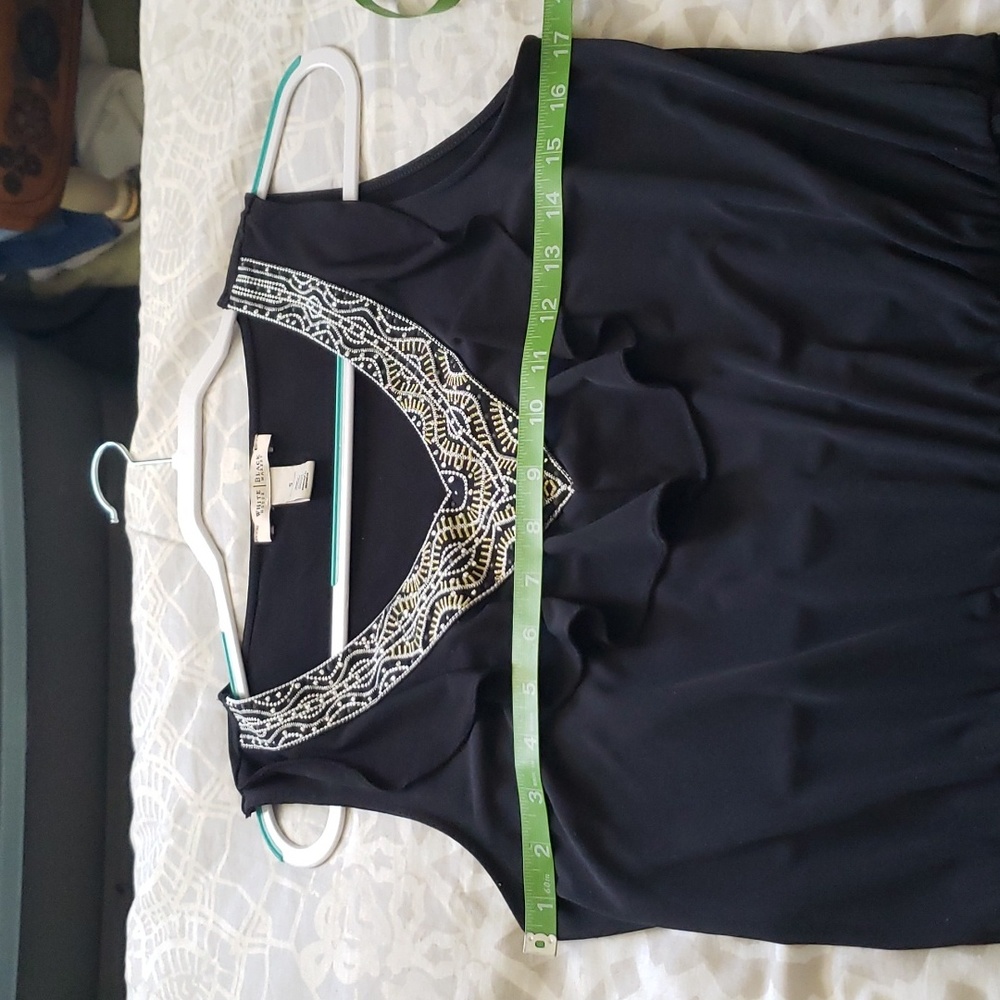 White House Black Market Sleeveless Metallic Embroidered V Neck Peplum Top - Picture 12 of 14